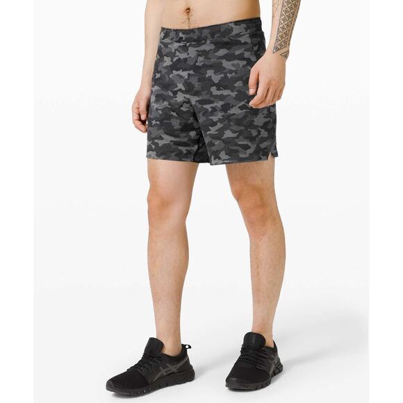 Lululemon Surge Short 6” Liner Black Variegated Camo Swift Running Gym Mens L - Picture 1 of 15